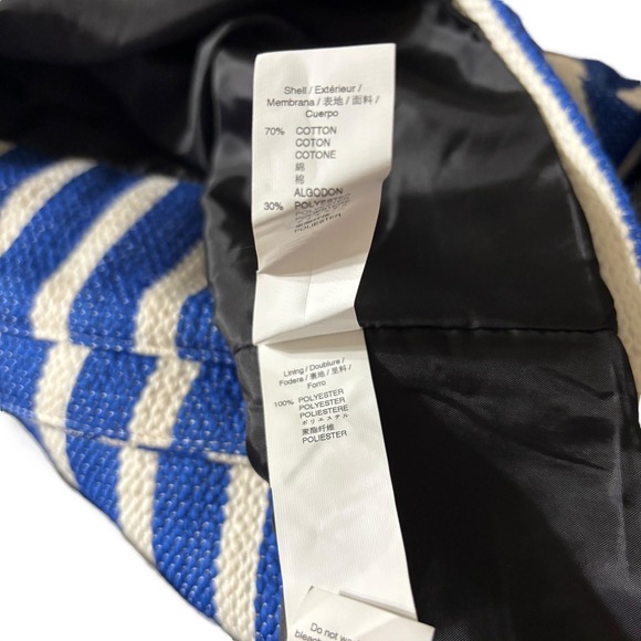 Gap Women Blue White Striped Collarless Zipper Front Jacket Blazer Size‎ 6 - Picture 7 of 8